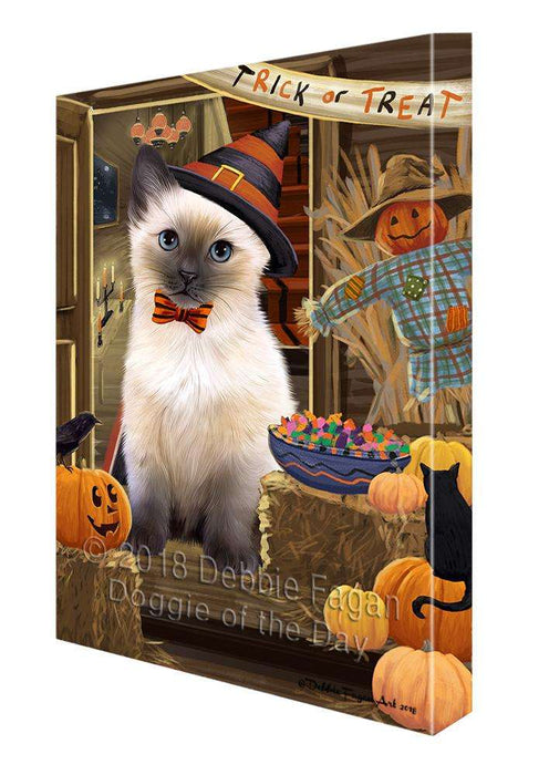 Enter at Own Risk Trick or Treat Halloween Siamese Cat Dog Canvas Print Wall Art Décor CVS97532