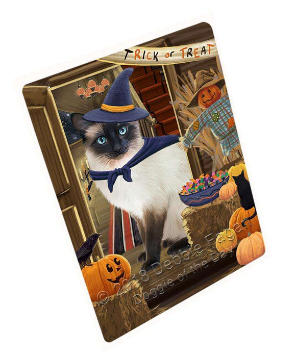 Enter at Own Risk Trick or Treat Halloween Siamese Cat Dog Cutting Board C64326