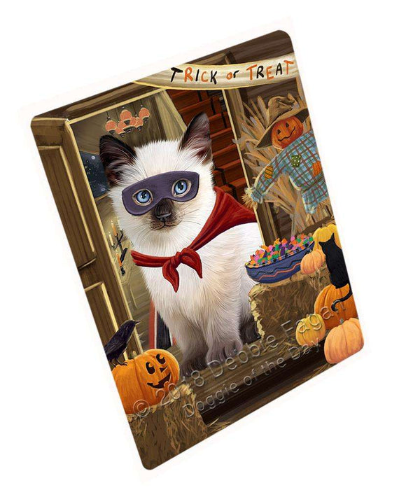 Enter at Own Risk Trick or Treat Halloween Siamese Cat Dog Cutting Board C64329