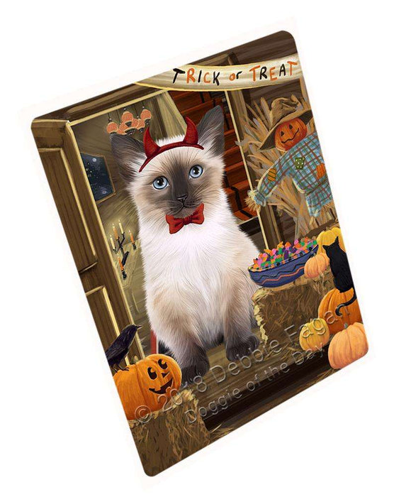 Enter at Own Risk Trick or Treat Halloween Siamese Cat Dog Cutting Board C64335