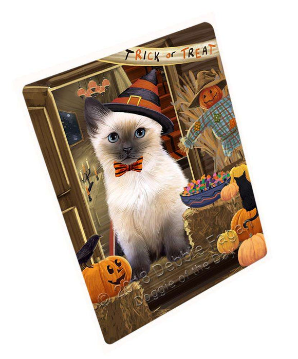 Enter at Own Risk Trick or Treat Halloween Siamese Cat Dog Cutting Board C64338