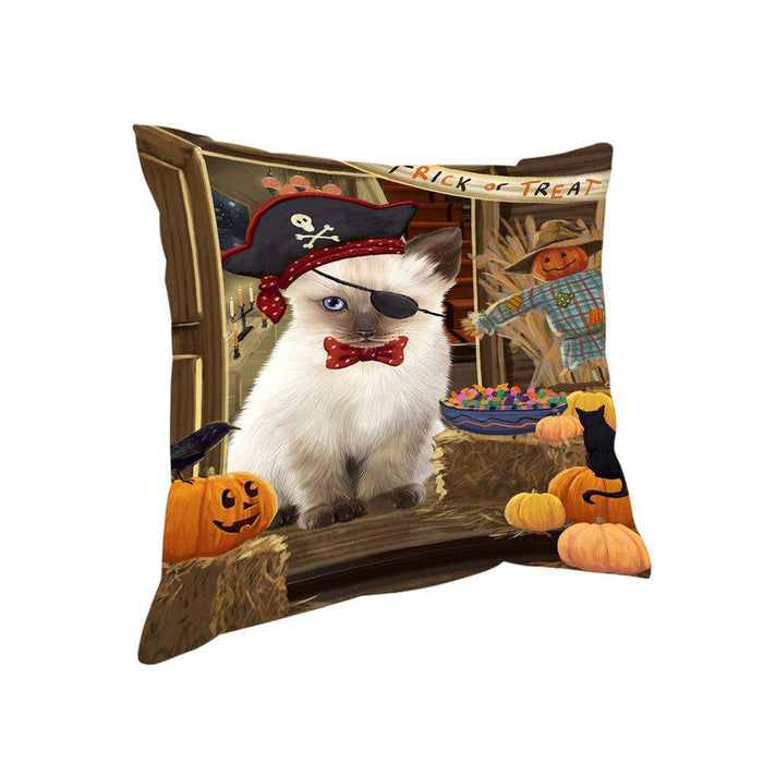 Enter at Own Risk Trick or Treat Halloween Siamese Cat Dog Pillow PIL69808