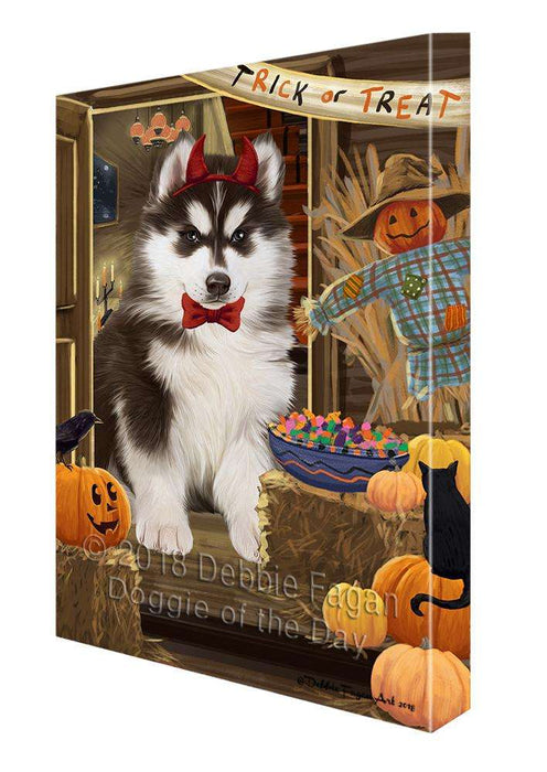 Enter at Own Risk Trick or Treat Halloween Siberian Husky Dog Canvas Print Wall Art Décor CVS97568