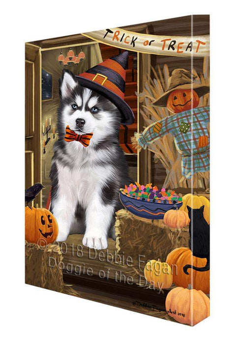 Enter at Own Risk Trick or Treat Halloween Siberian Husky Dog Canvas Print Wall Art Décor CVS97577