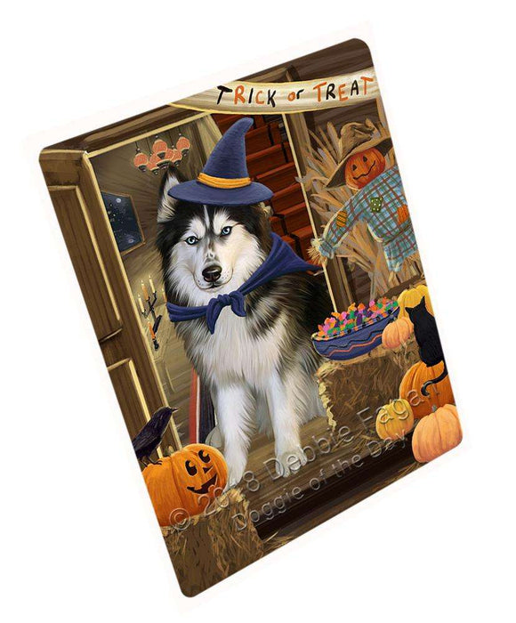 Enter at Own Risk Trick or Treat Halloween Siberian Husky Dog Large Refrigerator / Dishwasher Magnet RMAG80676