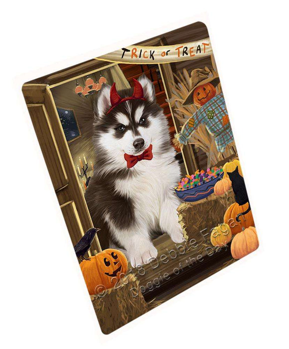 Enter at Own Risk Trick or Treat Halloween Siberian Husky Dog Large Refrigerator / Dishwasher Magnet RMAG80694