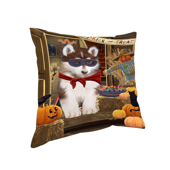 Enter at Own Risk Trick or Treat Halloween Siberian Husky Dog Pillow PIL69824