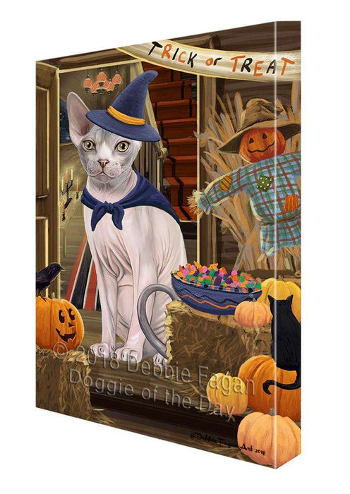 Enter at Own Risk Trick or Treat Halloween Sphynx Cat Canvas Print Wall Art Décor CVS97586