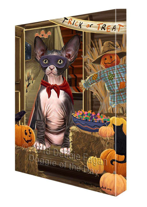 Enter at Own Risk Trick or Treat Halloween Sphynx Cat Canvas Print Wall Art Décor CVS97595