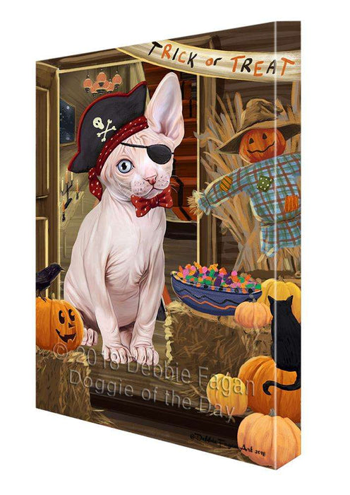 Enter at Own Risk Trick or Treat Halloween Sphynx Cat Canvas Print Wall Art Décor CVS97604