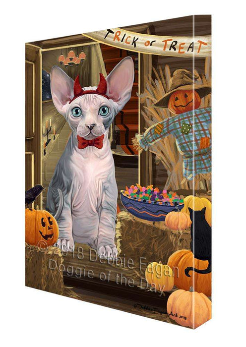Enter at Own Risk Trick or Treat Halloween Sphynx Cat Canvas Print Wall Art Décor CVS97613