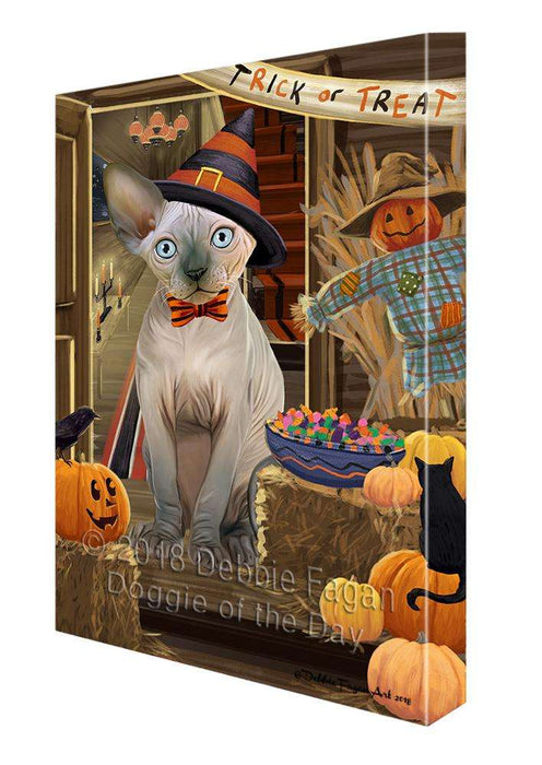 Enter at Own Risk Trick or Treat Halloween Sphynx Cat Canvas Print Wall Art Décor CVS97622