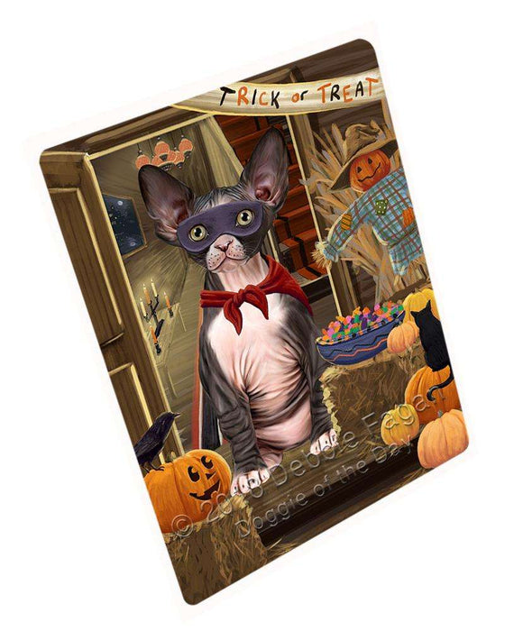 Enter at Own Risk Trick or Treat Halloween Sphynx Cat Large Refrigerator / Dishwasher Magnet RMAG80712