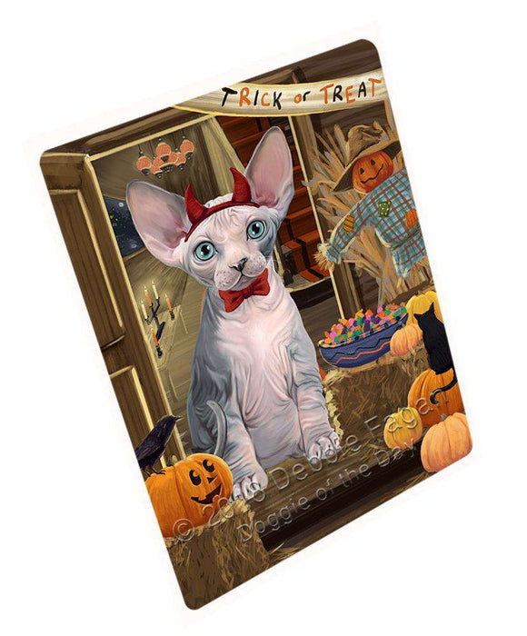 Enter at Own Risk Trick or Treat Halloween Sphynx Cat Large Refrigerator / Dishwasher Magnet RMAG80724