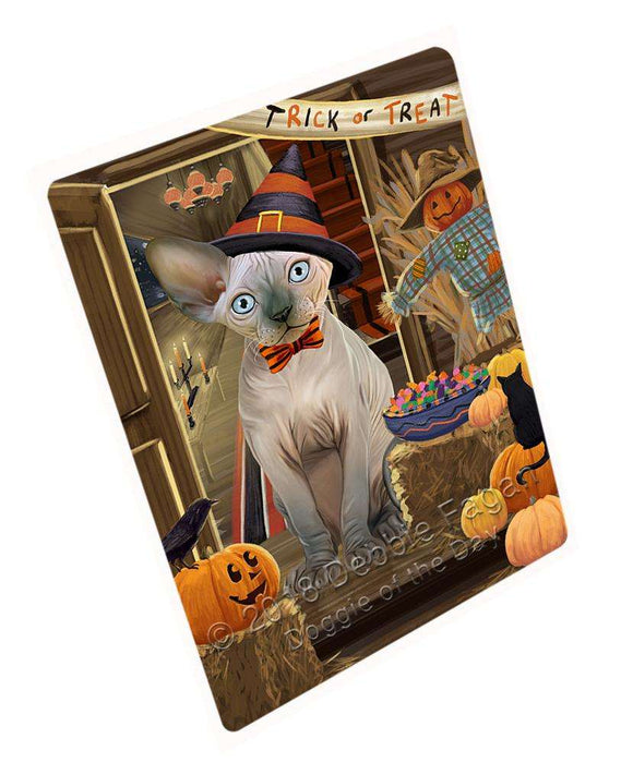 Enter at Own Risk Trick or Treat Halloween Sphynx Cat Large Refrigerator / Dishwasher Magnet RMAG80730