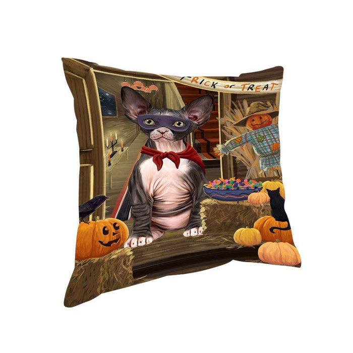 Enter at Own Risk Trick or Treat Halloween Sphynx Cat Pillow PIL69844