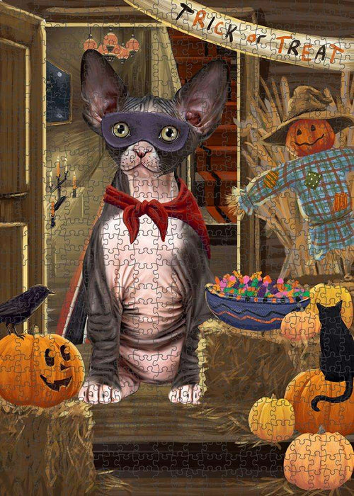 Enter at Own Risk Trick or Treat Halloween Sphynx Cat Puzzle with Photo Tin PUZL80376
