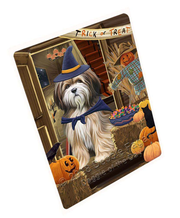 Enter at Own Risk Trick or Treat Halloween Tibetan Terrier Dog Large Refrigerator / Dishwasher Magnet RMAG80736