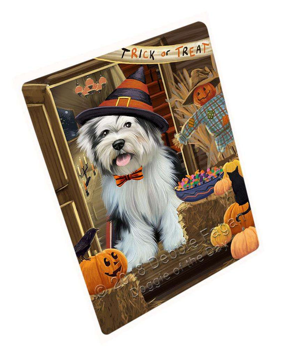 Enter at Own Risk Trick or Treat Halloween Tibetan Terrier Dog Large Refrigerator / Dishwasher Magnet RMAG80760