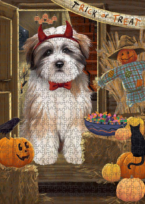 Enter at Own Risk Trick or Treat Halloween Tibetan Terrier Dog Puzzle  PUZL80404