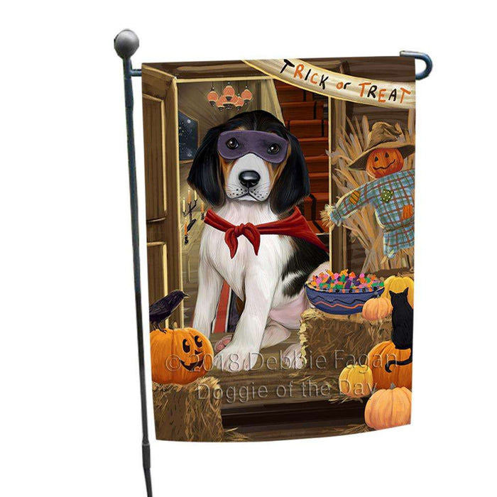 Enter at Own Risk Trick or Treat Halloween Treeing Walker Coonhound Dog Garden Flag GFLG53377