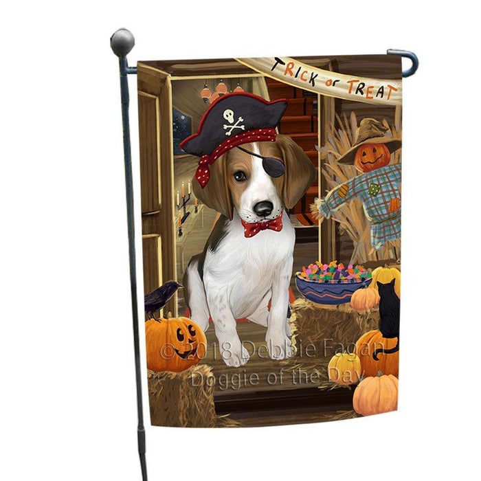 Enter at Own Risk Trick or Treat Halloween Treeing Walker Coonhound Dog Garden Flag GFLG53378