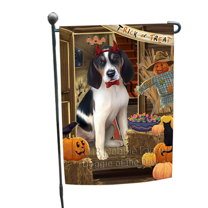 Enter at Own Risk Trick or Treat Halloween Treeing Walker Coonhound Dog Garden Flag GFLG53379