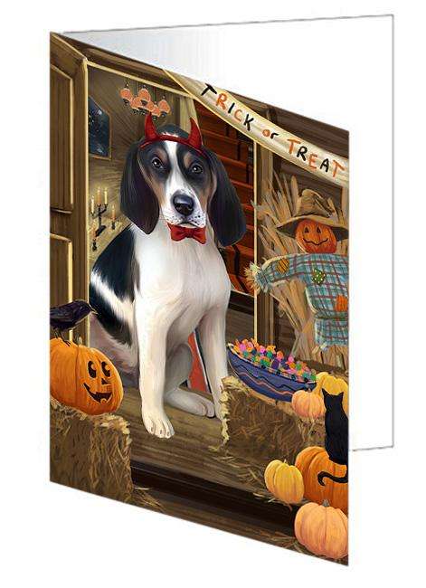 Enter at Own Risk Trick or Treat Halloween Treeing Walker Coonhound Dog Handmade Artwork Assorted Pets Greeting Cards and Note Cards with Envelopes for All Occasions and Holiday Seasons GCD63980