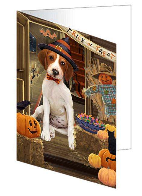 Enter at Own Risk Trick or Treat Halloween Treeing Walker Coonhound Dog Handmade Artwork Assorted Pets Greeting Cards and Note Cards with Envelopes for All Occasions and Holiday Seasons GCD63983