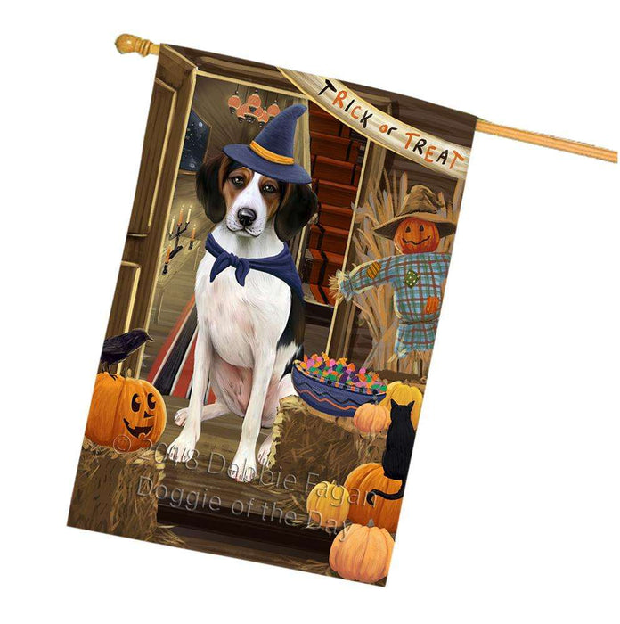 Enter at Own Risk Trick or Treat Halloween Treeing Walker Coonhound Dog House Flag FLG53512