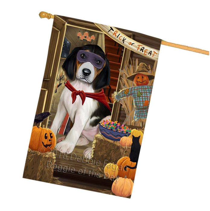 Enter at Own Risk Trick or Treat Halloween Treeing Walker Coonhound Dog House Flag FLG53513