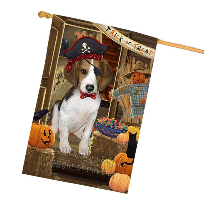Enter at Own Risk Trick or Treat Halloween Treeing Walker Coonhound Dog House Flag FLG53514