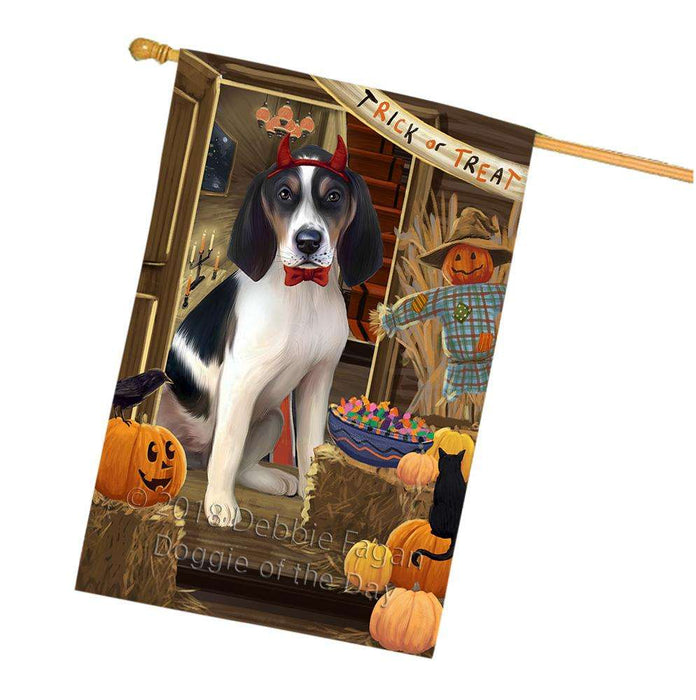 Enter at Own Risk Trick or Treat Halloween Treeing Walker Coonhound Dog House Flag FLG53515