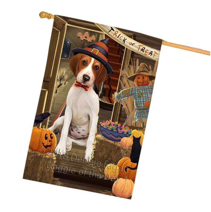 Enter at Own Risk Trick or Treat Halloween Treeing Walker Coonhound Dog House Flag FLG53516