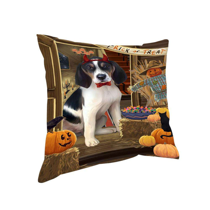 Enter at Own Risk Trick or Treat Halloween Treeing Walker Coonhound Dog Pillow PIL69892