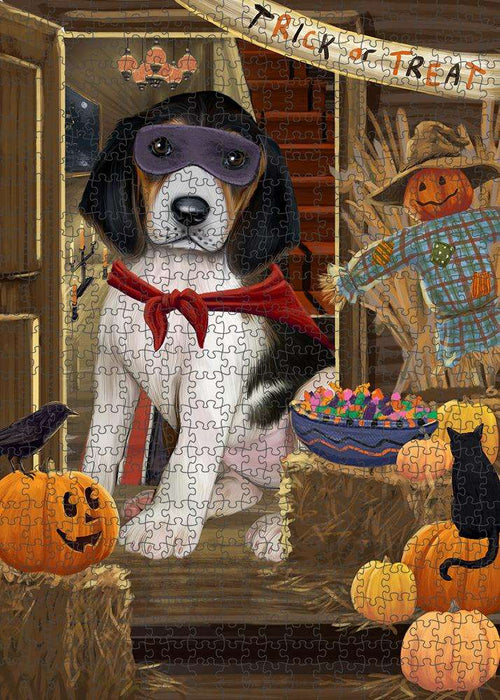 Enter at Own Risk Trick or Treat Halloween Treeing Walker Coonhound Dog Puzzle with Photo Tin PUZL80416