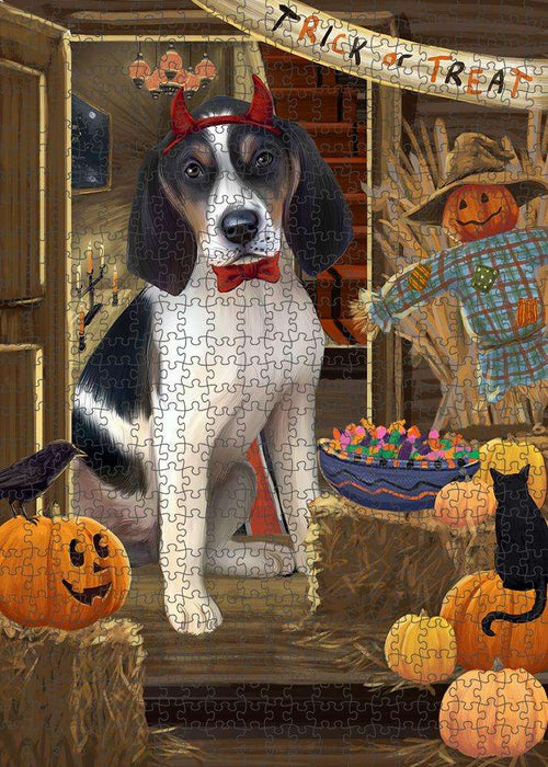 Enter at Own Risk Trick or Treat Halloween Treeing Walker Coonhound Dog Puzzle with Photo Tin PUZL80424