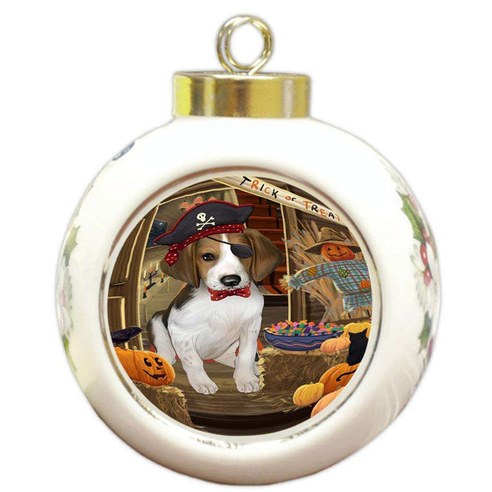 Enter at Own Risk Trick or Treat Halloween Treeing Walker Coonhound Dog Round Ball Christmas Ornament RBPOR53316