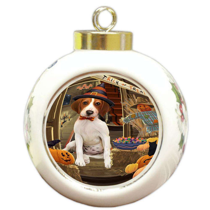 Enter at Own Risk Trick or Treat Halloween Treeing Walker Coonhound Dog Round Ball Christmas Ornament RBPOR53318