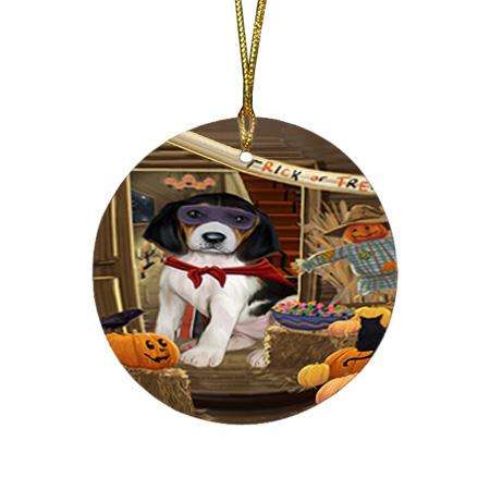 Enter at Own Risk Trick or Treat Halloween Treeing Walker Coonhound Dog Round Flat Christmas Ornament RFPOR53306