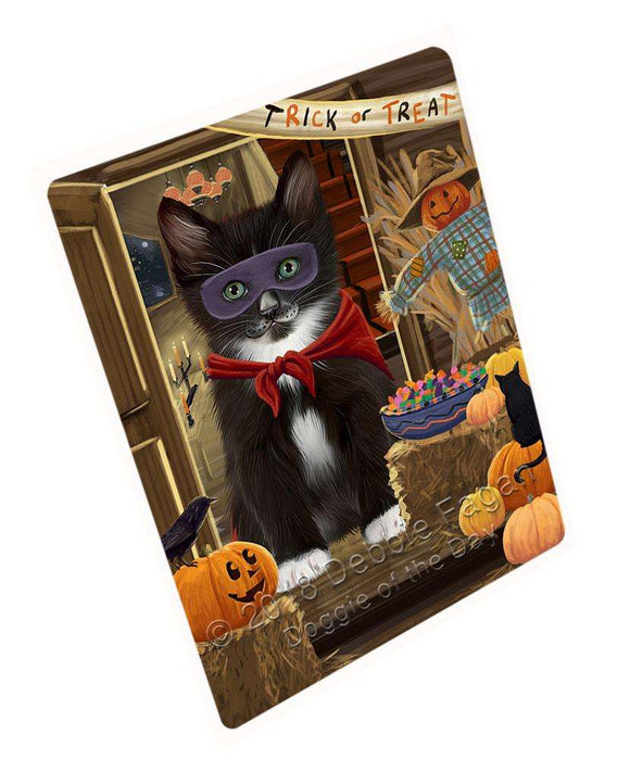 Enter at Own Risk Trick or Treat Halloween Tuxedo Cat Large Refrigerator / Dishwasher Magnet RMAG80802