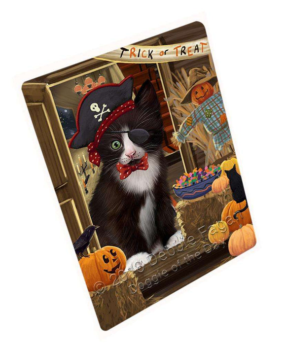 Enter at Own Risk Trick or Treat Halloween Tuxedo Cat Large Refrigerator / Dishwasher Magnet RMAG80808