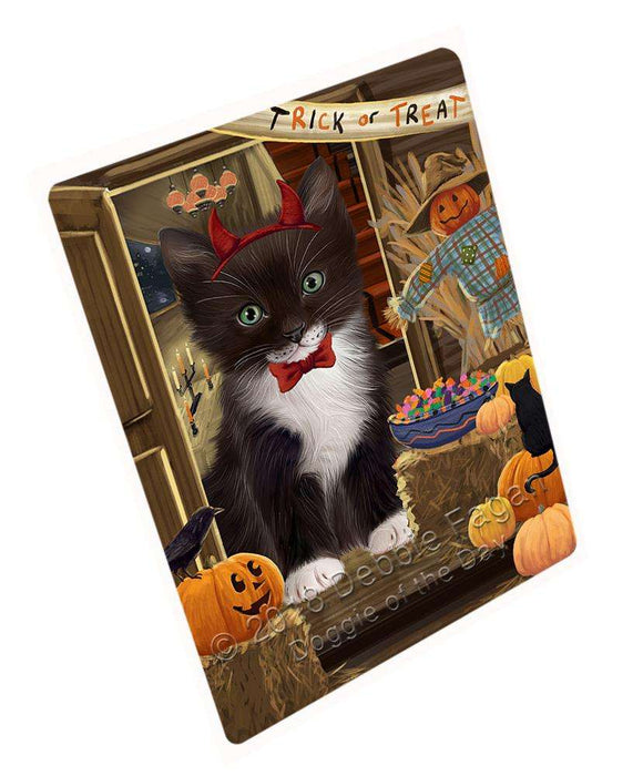 Enter at Own Risk Trick or Treat Halloween Tuxedo Cat Large Refrigerator / Dishwasher Magnet RMAG80814