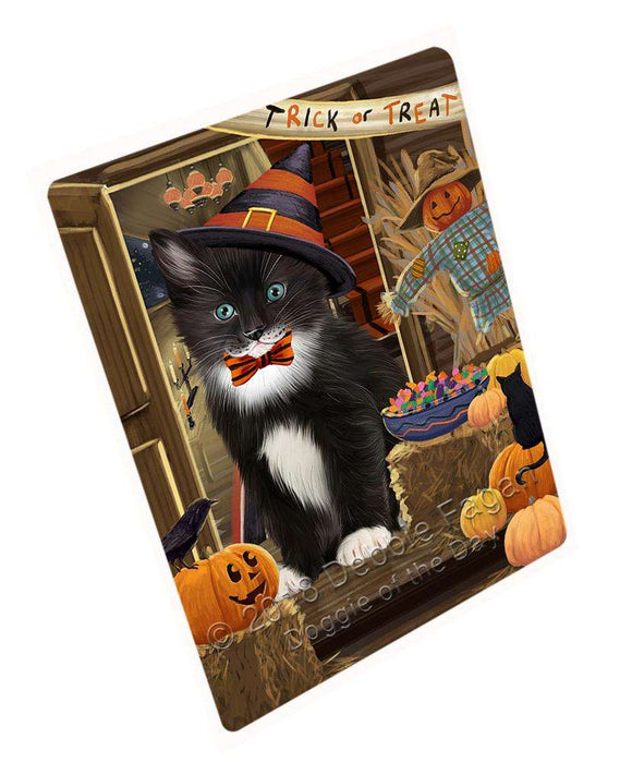 Enter at Own Risk Trick or Treat Halloween Tuxedo Cat Large Refrigerator / Dishwasher Magnet RMAG80820