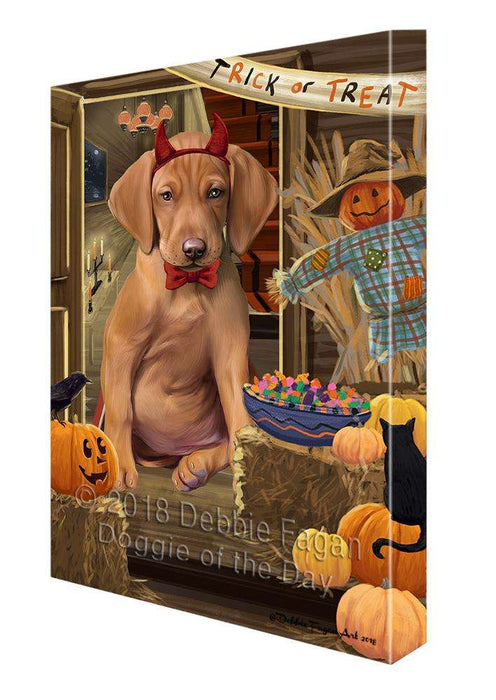 Enter at Own Risk Trick or Treat Halloween Vizsla Dog Canvas Print Wall Art Décor CVS97793