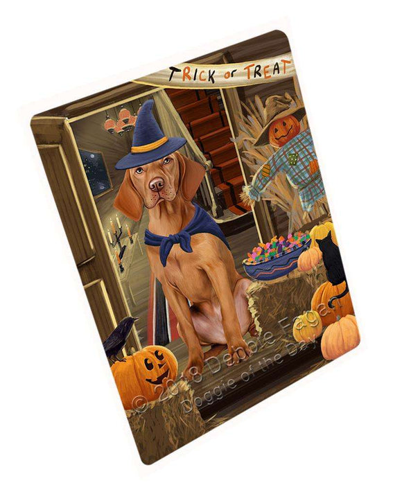 Enter at Own Risk Trick or Treat Halloween Vizsla Dog Large Refrigerator / Dishwasher Magnet RMAG80826
