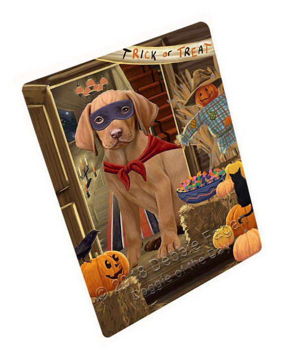 Enter at Own Risk Trick or Treat Halloween Vizsla Dog Large Refrigerator / Dishwasher Magnet RMAG80832