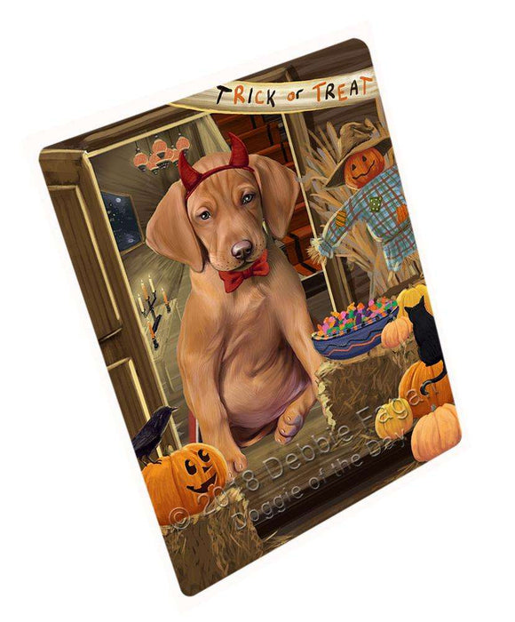 Enter at Own Risk Trick or Treat Halloween Vizsla Dog Large Refrigerator / Dishwasher Magnet RMAG80844