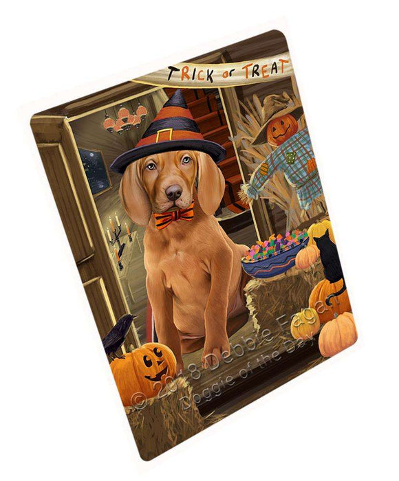 Enter at Own Risk Trick or Treat Halloween Vizsla Dog Large Refrigerator / Dishwasher Magnet RMAG80850