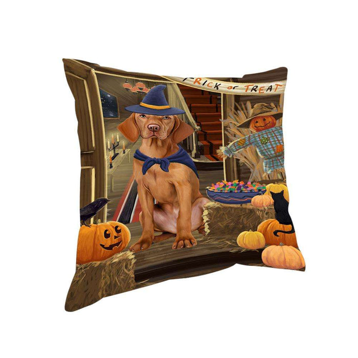 Enter at Own Risk Trick or Treat Halloween Vizsla Dog Pillow PIL69920